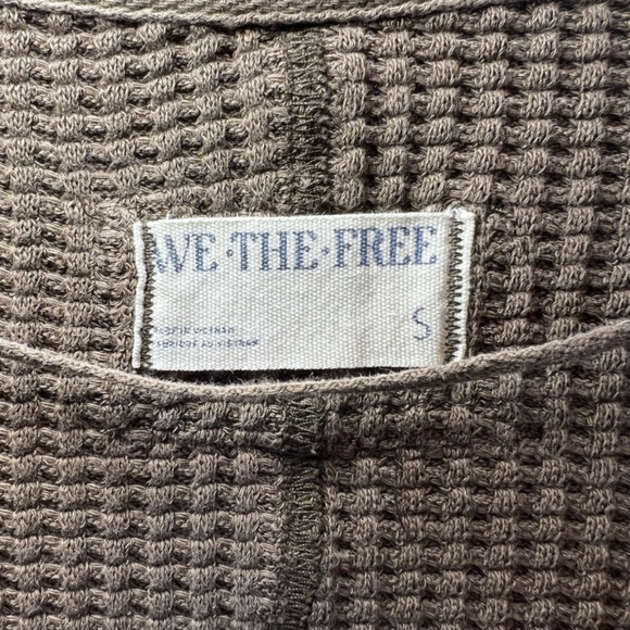 We The Free People Womens Travis Oversized Thermal V-Neck Polo Shirt Green Small - Picture 4 of 13